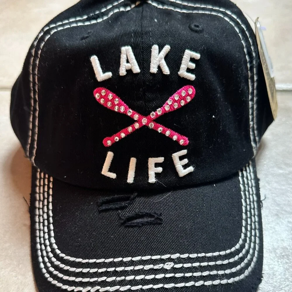 NWT KBETHOS Black Lake Life Womens Adjustable Baseball Cap